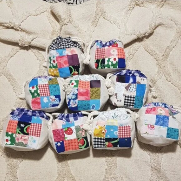 One-of-a-Kind Patchwork Drawstring Mini Bag | Mixed Floral Gingham Mix - Picture 14 of 14